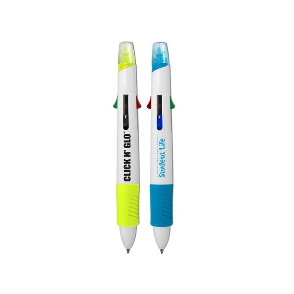 Click n Glo 5 in 1 Fluorescent Highlighter 4 Color Pen Combo