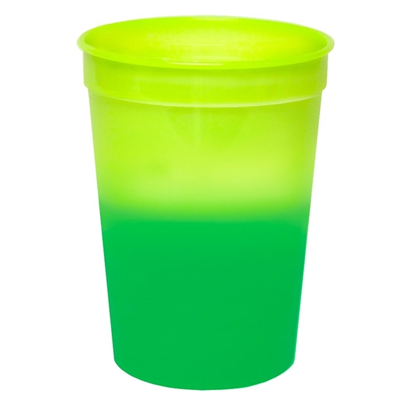 Promotional Personalized 12 oz Mood Plastic Stadium Cup / Straw / Lid Set  $1.34