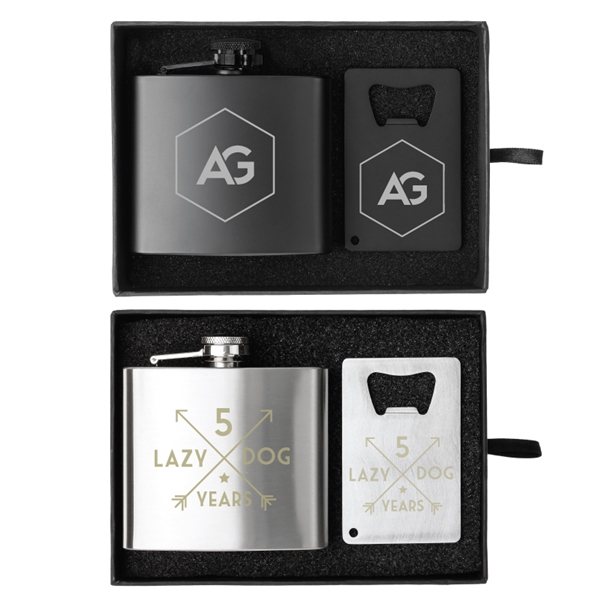 Crafter 5 oz Flask and Bottle Opener Gift Set