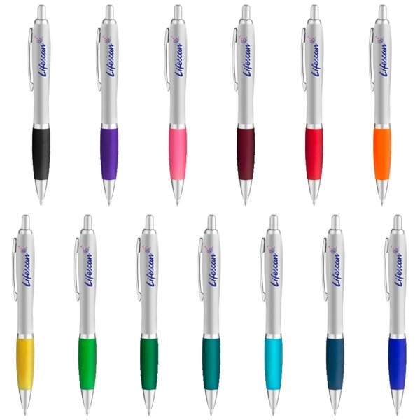 Curvaceous Silver Matte Gel Ink Click Pen