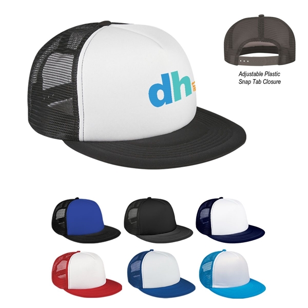 Flat Bill Trucker Cap With Multi Color Choices