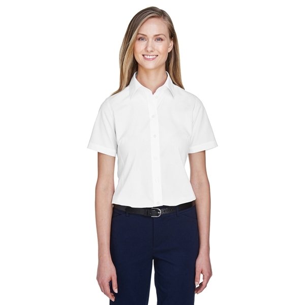 Devon Jones Ladies Crown Woven Collection(TM) Solid Broadcloth Short - Sleeve Shirt - WHITE