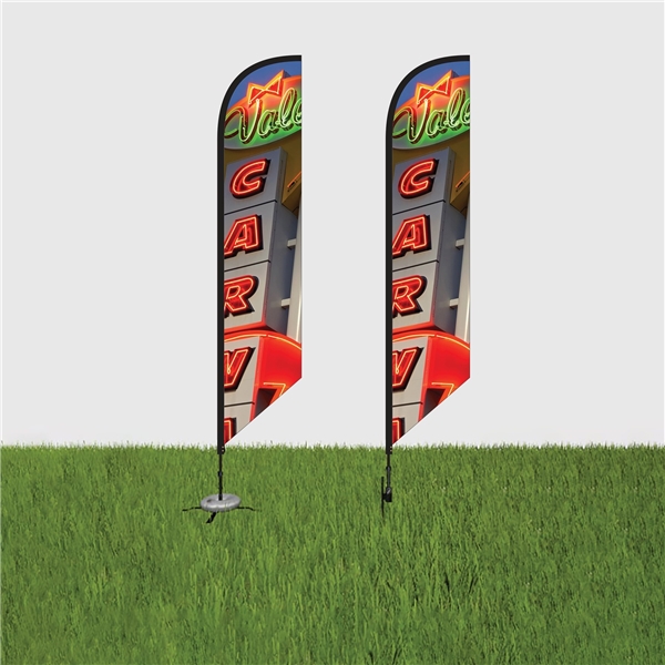 thumbnail image 2 of Custom Printed 15 Ft Double Sided Windless Swooper Feather Flag - Ground Mounted 2 of 4