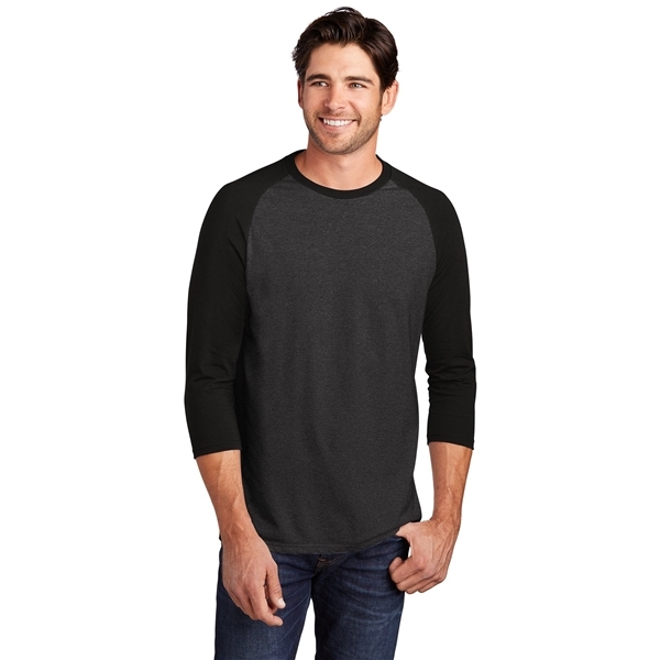 Gildan Adult Heavy Cotton 3/4-Raglan Sleeve T-Shirt - Sport gry/ Royal - 3XL