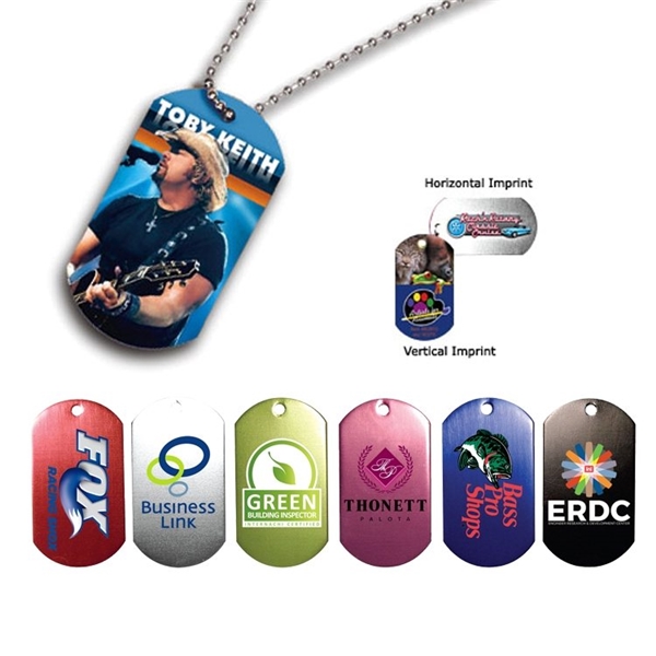 Dog Tag , 23-1/2 Ball Chain with Full Color Digital Imprinting