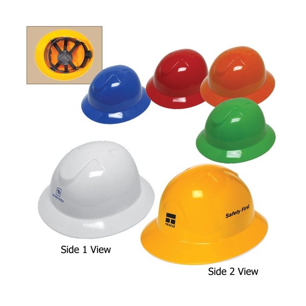 Full Brim Hard Hat with 6- Point Ratchet Suspension