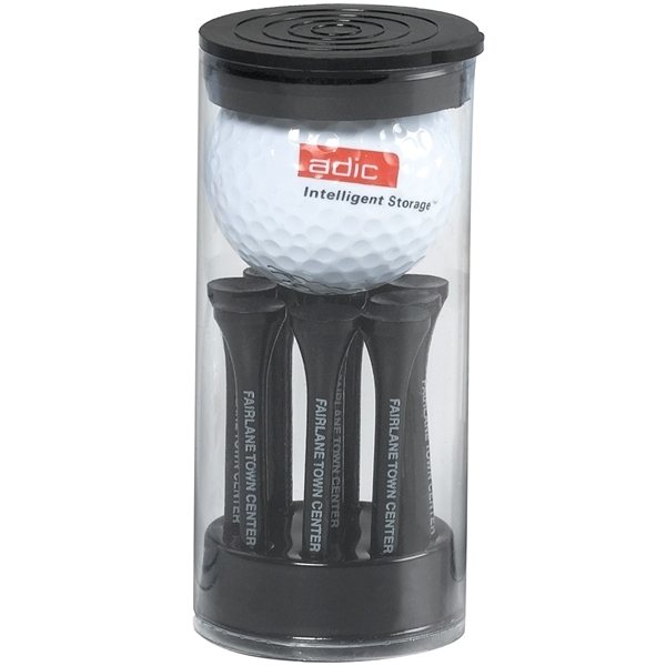 Golf Ball and Tees in Tube