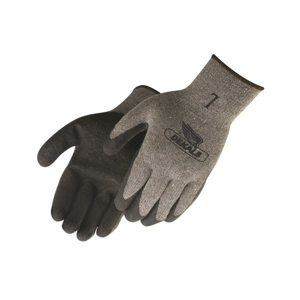 Gray Shell Black Textured Latex Palm Coated Gloves