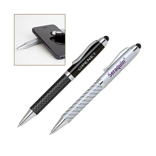 Heavy Duty Carbon Fiber Ballpoint Pen with Capacitive Stylus