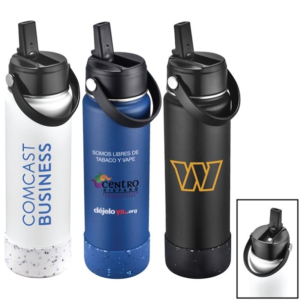 12 Custom Water Bottles MiiR Vacuum Insulated Wide Mouth Leakproof Straw Lid Bottle - 20 oz.