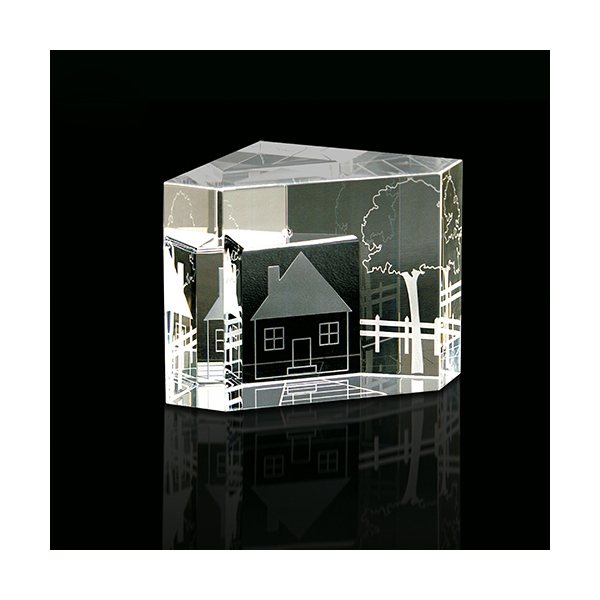 3D Home Scene Crystal Paperweight