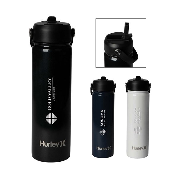 Promotional Chiller Double Wall Insulated Bottles with Flip Straw