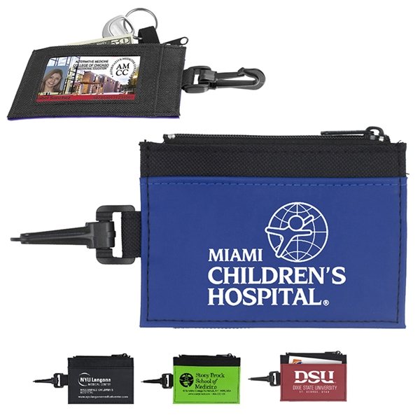 ID Holder with Zipper Wallet and Plastic Carabiner
