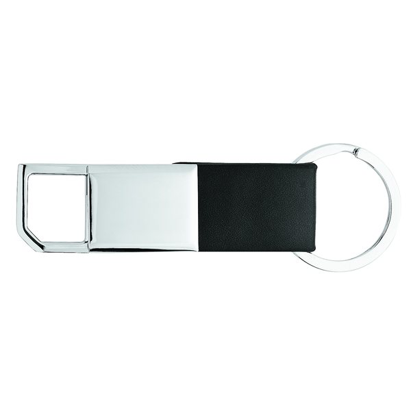 Metal Keyring with Leatherette Strap