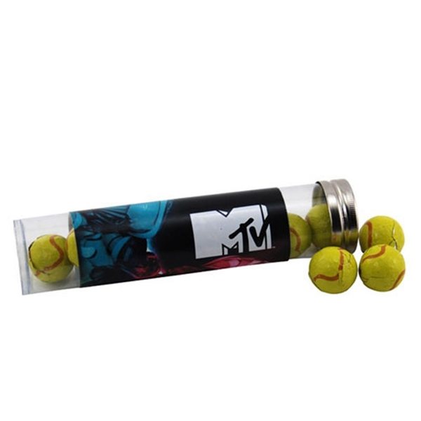 Large Plastic Tube with Chocolate Tennis Balls
