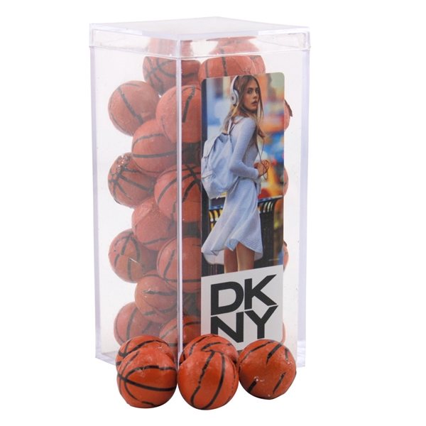 Large Rectangular Acrylic Box with Chocolate Basketballs