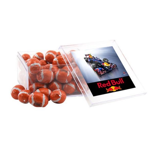 Large Square Acrylic Case with Chocolate Footballs