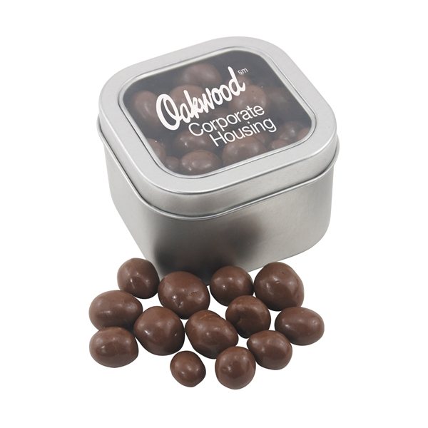 Large Window Tin with Chocolate Covered Peanuts