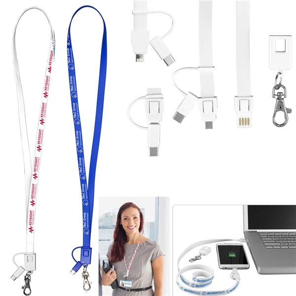 Layton 3- in -1 Lanyard Cell Phone Charging Cable