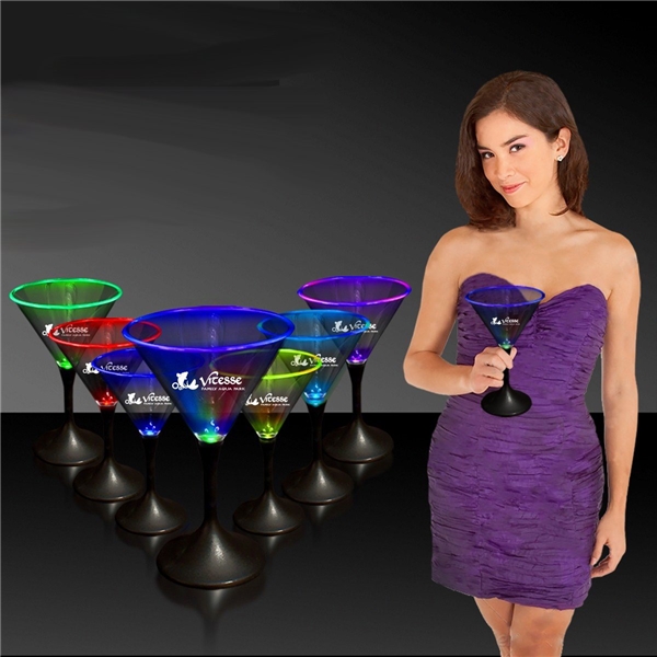 Blinking Martini Glasses, Novelty Stem 10 oz.