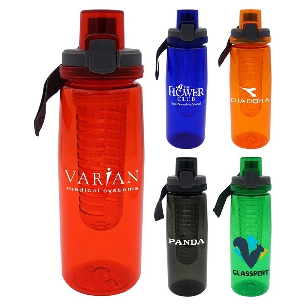 Locking Lid 25 oz Colorful Contour Bottle With Infuser