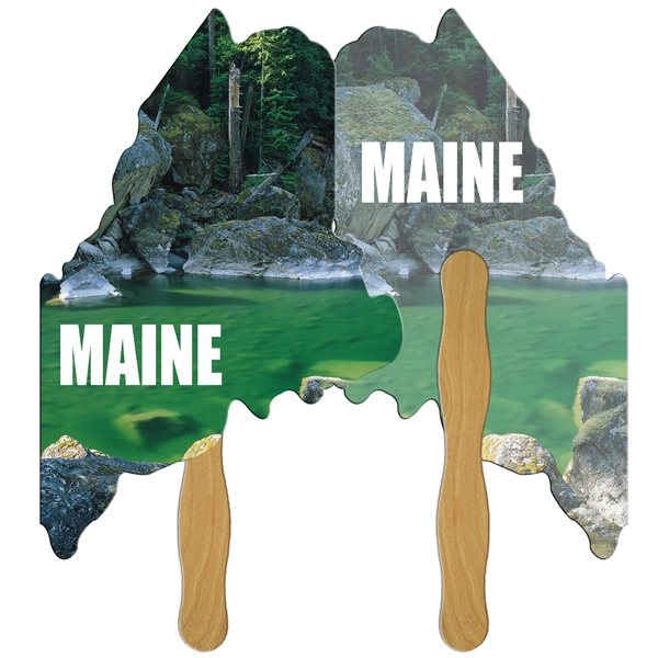 Maine State Shape Digital Hand Fan (2 Sides)- Paper Products