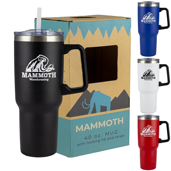 Mammoth 40 oz Vacuum Insulated Tumbler with handle and straw