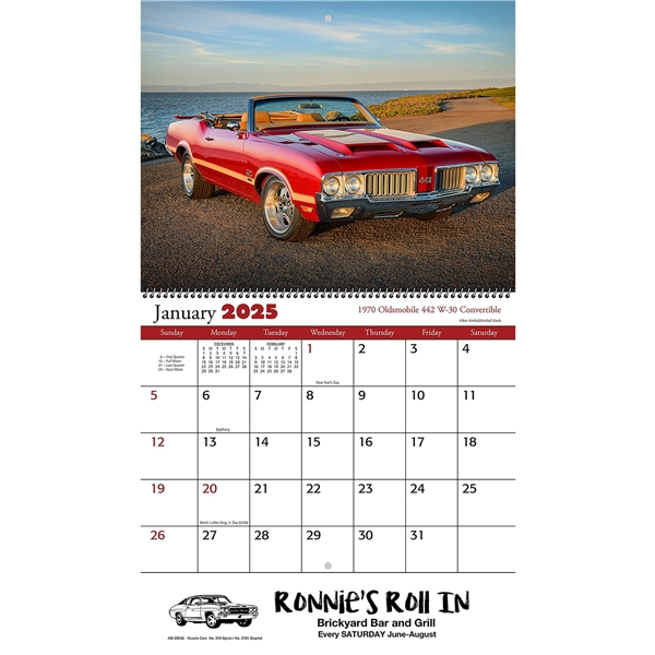 Promotional Muscle Cars Wall Calendar 2025 Spiral Bound