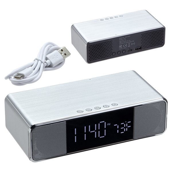 Mystic Alarm Clock with Wireless Speaker Wireless Charger