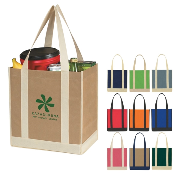 Larger Reusable Custom Printed Non-Woven Grocery Tote Bags