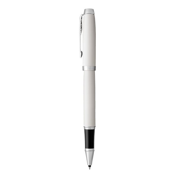 Parker IM Capped Rollerball Pen, White Lacquer w / Chrome Trim, Fine Point, Black Ink