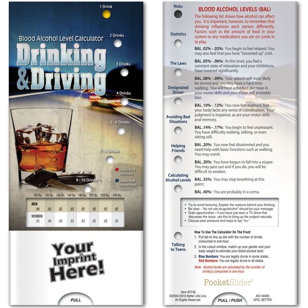 Pocket Slider - Drinking And Driving Blood Alcohol Level Calculator