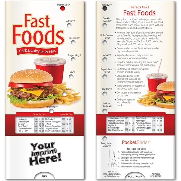 Pocket Slider - Fast Foods Carbs, Calories, And Fat