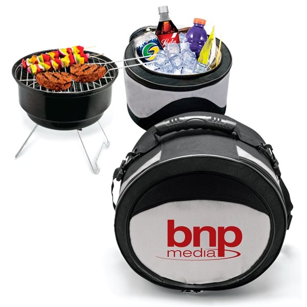 Polyester 2 In 1 Portable Case Cooler BBQ Grill Combo