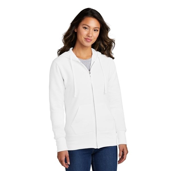 Port Company(R) Ladies Core Fleece Full - Zip Hooded Sweatshirt - WHITE
