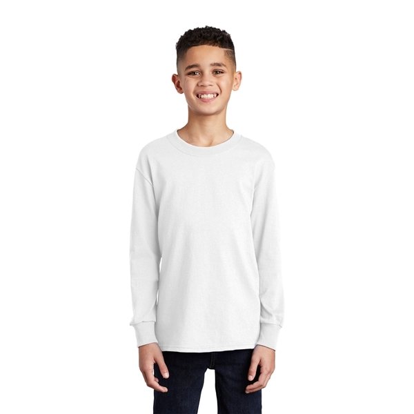 Port Company(R) Youth Long Sleeve Core Cotton Tee - WHITE