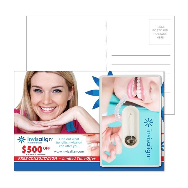 Post Card with Credit Card Style Dental Floss with Mirror