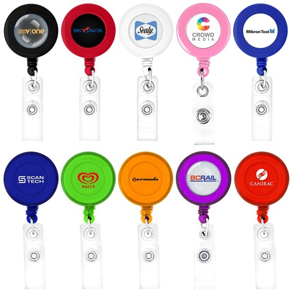 250 Round Domed Retractable Badge Holder with Alligator Clip