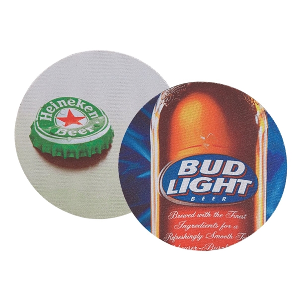 Round Soft Rubber Jersey Skid Resistant Neoprene Coaster w / Full Color Dye Sublimation