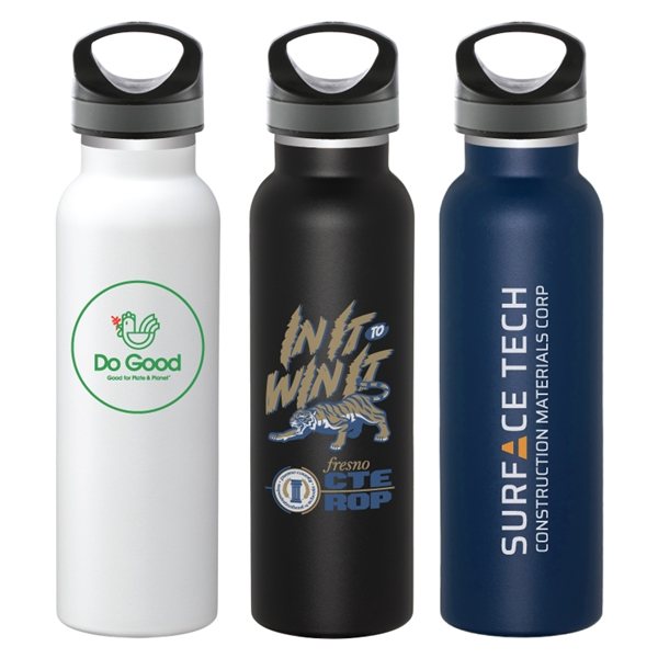 20 oz Water Bottle - Stainless Steel, Double-Wall Vacuum Insulation
