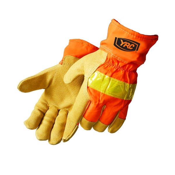 Safety Orange Grain Pigskin Thermo Lined Driver / Work Gloves