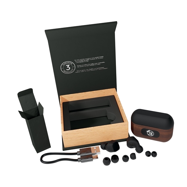 SCX Design(R) Walnut Wood Wireless Earbuds and Charging Case