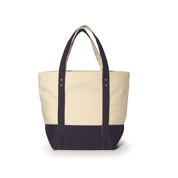 Seaside Zippered Cotton Tote - Navy Blue