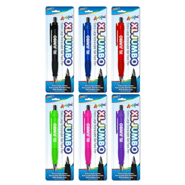 Single Pack Extra Large - XL Jumbo Ball Point Pen W / Rubber Grip - Assorted Colors
