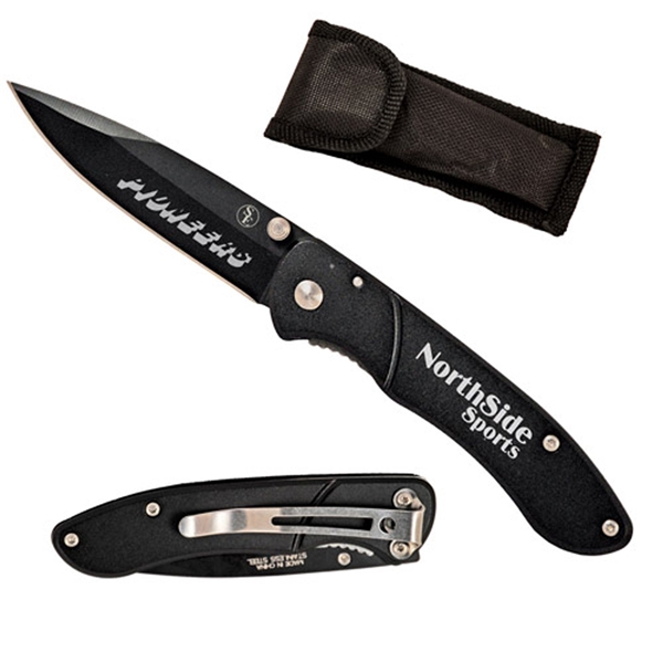 Promotional Sleek Black Stainless Steel Pocket Lock Knife