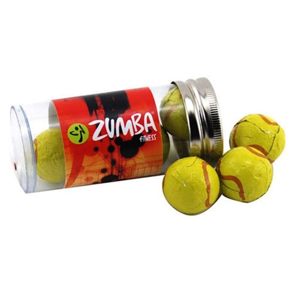 Small Plastic Tube with Chocolate Tennis Balls