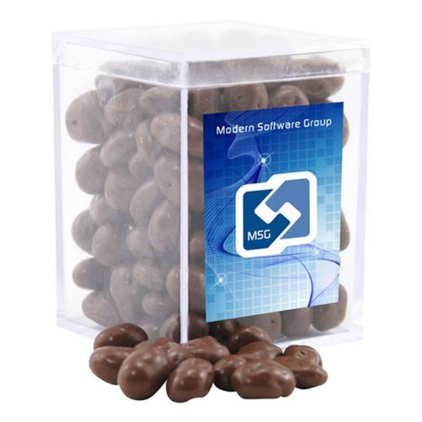 Small Rectangular Acrylic Box with Chocolate Covered Raisins