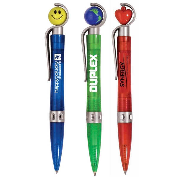 Globe, Heart or Smiley Face Spinner Pen