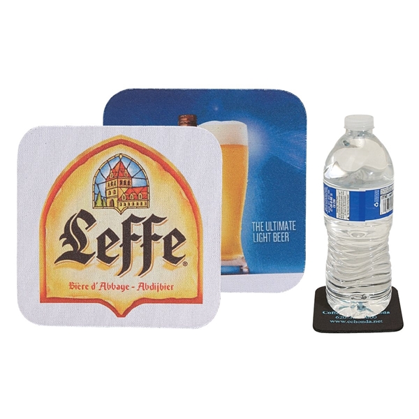 Square Soft Rubber Jersey Skid Resistant Neoprene Coaster w / Full Color Dye Sublimation