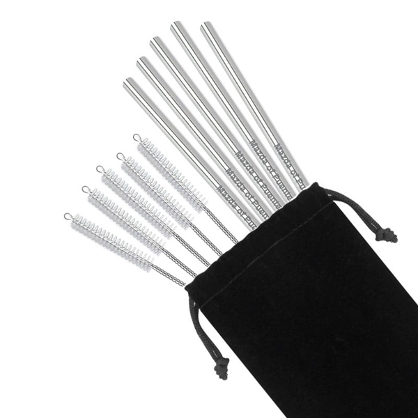 Stainless Steel Straw 5 Pack with Pipe Cleaner Brushes